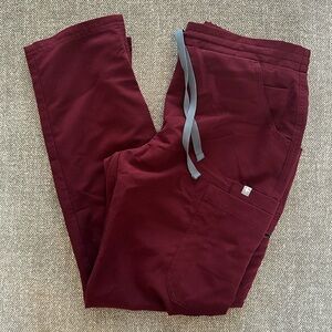 Burgundy Petite Kade Cargo Scrub Pants